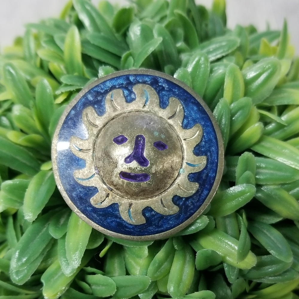 Vintage Sun Brooch (Alpaca Mexico)